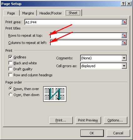 Excel Page Layout Screenshot