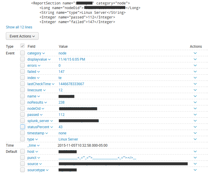 Splunk event example screenshot converted